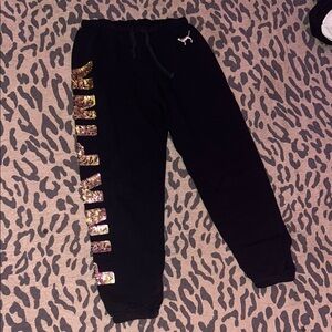 PINK Sweatpants with Gold Accents